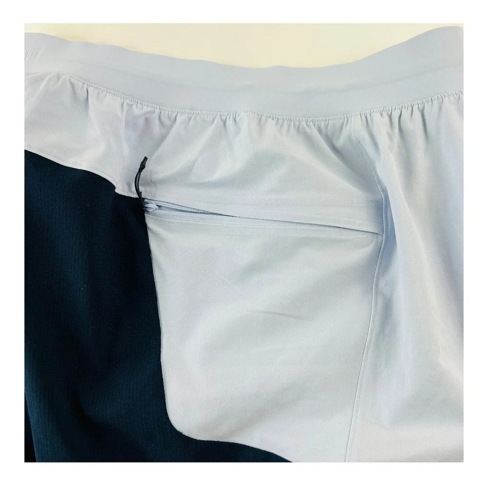 Lululemon Lt Blue & Navy Colorblock Lined Athletic Stretch Shorts Men Size Small - Picture 3 of 6